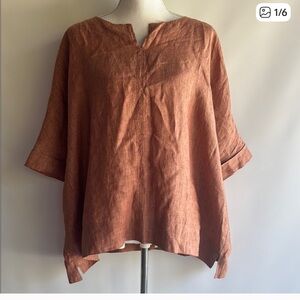 GR nature 100% Linen Lagenlook Top -